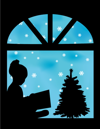 A child with a book.のイラスト素材