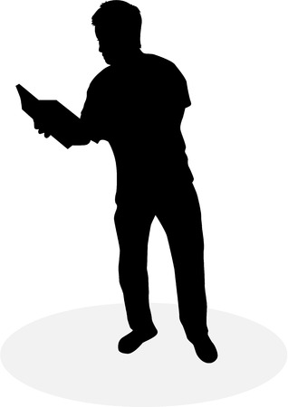 Silhouette of a man with a book.