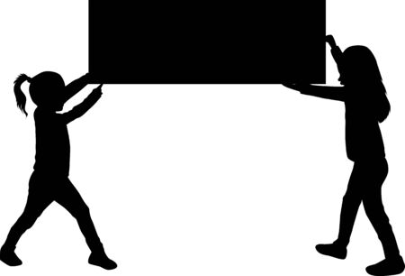 Children holding a poster or a sign board.のイラスト素材