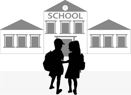 Children on their way to school.のイラスト素材