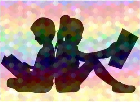 Children silhouette at the playground, illustrationのイラスト素材