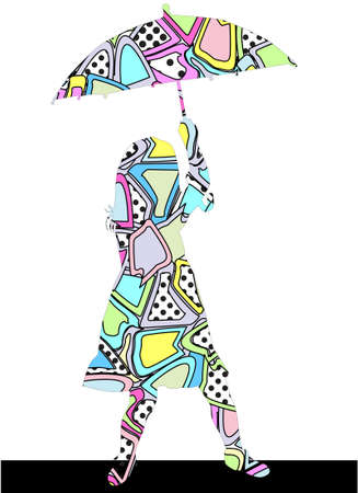 Silhouettes of people with backpacks, nature in the background.のイラスト素材