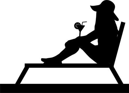 Women relaxing on deck chairのイラスト素材