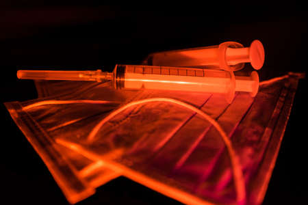 Medical mask and syringes. Coronovirus covid-19 2019-ncov epidemic