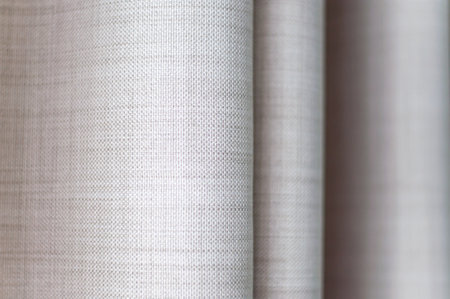 Linen curtains close-up. Light curtains of linen close-up.