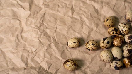 Fresh quail eggs on craft paper