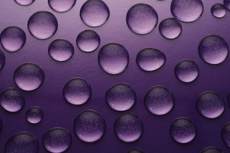 drops of water close-up on a violet background. abstraction