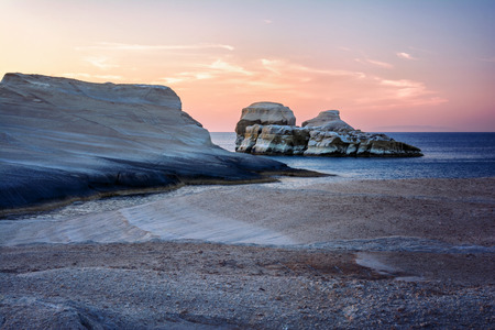 Sarakiniko beach at the island of Milos in Greeceの写真素材