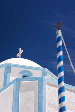 The greek church elements and blue skyの写真素材