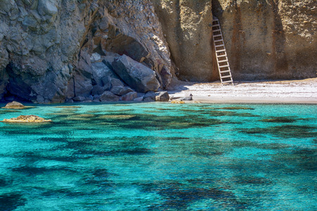 Beautiful beach of Greece, Tsigrado, Milos islandの写真素材