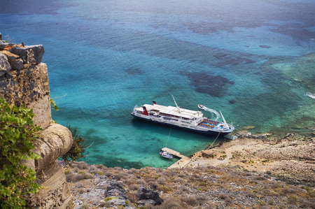 View above the sea from Gramvousa , Crete, Greeceの写真素材
