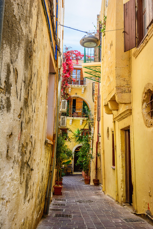 Greek architecture in Chania old city, Crete islandの写真素材