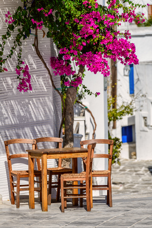 Cyclades style streets and architecture in Lefkes village. Paros island, Greeceの写真素材