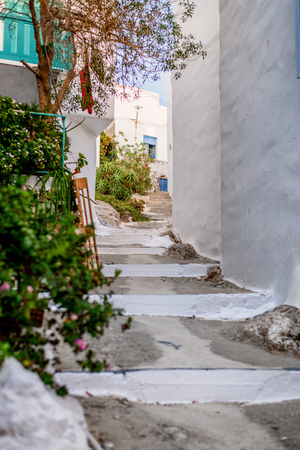 Traditional cyclades architecture on Island of Paros, Naoussa village. Greece.の写真素材