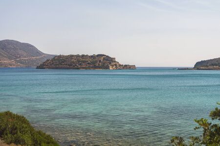 Spinalonga island in Elounda bay of Crete island in Greece.の写真素材