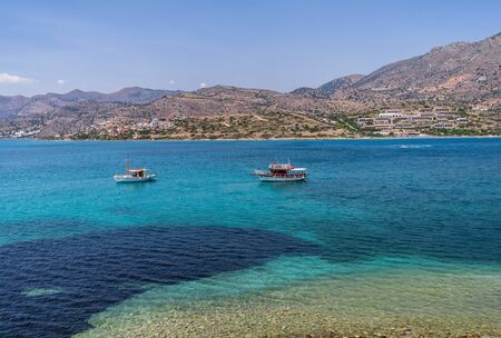 Spinalonga island in Elounda bay of Crete island in Greece.