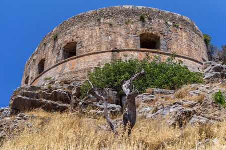 Spinalonga island in Elounda bay of Crete island in Greece.