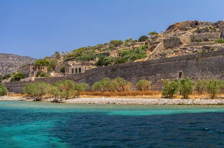 Spinalonga island in Elounda bay of Crete island in Greece.