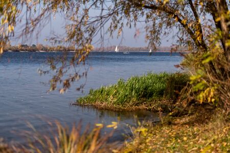 Beautifulview to Obolon side from park on the other side in Kiev, Ukraineの写真素材