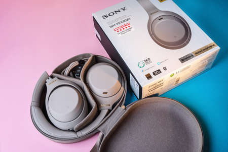 04.01.2022 - Kyiv, Ukraine: Sony WH-1000XM4 Wireless Noise Cancelling Headphones