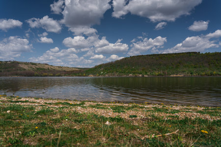Beautiful view to Dnister river in Chernivtsy region, Ukraineの写真素材