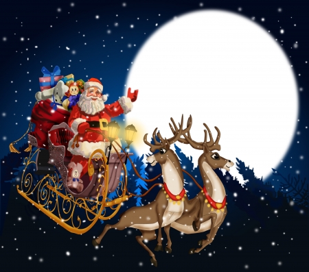 christmas background with santa claus in a sleigh with reindeer christmas background with santa claus in a sleigh with reindeer