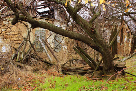 The ruins of an old houseの写真素材