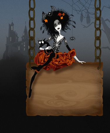Illustration for Halloween with witchの写真素材