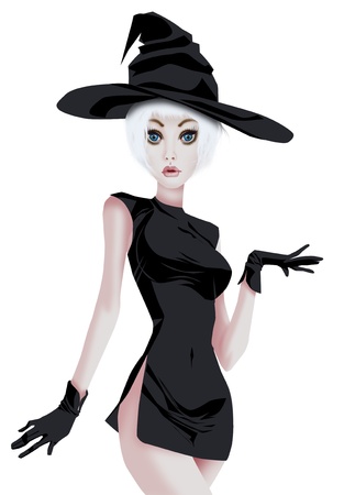 Glamorous girl in witch costumeの写真素材