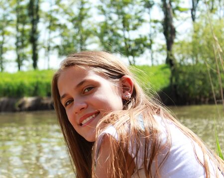 Girl on the natureの写真素材