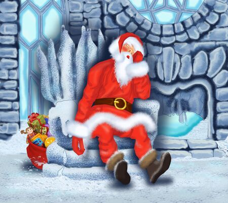 Sleeping Santa Claus at the Ice Houseの写真素材