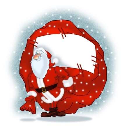 Santa Claus with a big bag of giftsの写真素材