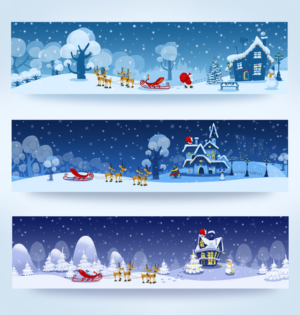 Christmas three banners with Santa Clausの写真素材