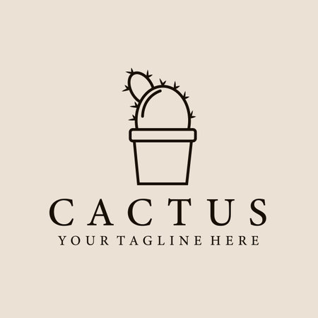 Cactus line art logo, icon and symbol, vector illustration designのイラスト素材
