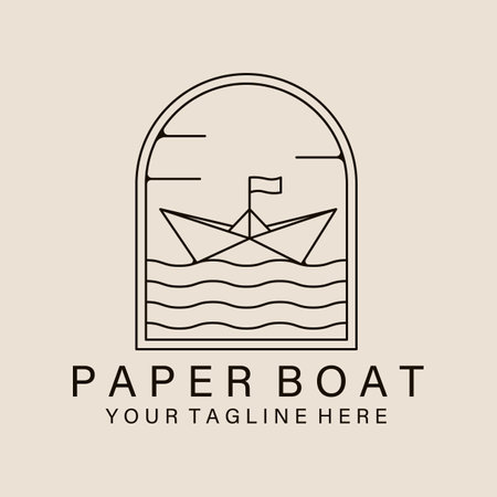 Paper boat art logo, icon and symbol, vector illustration designのイラスト素材
