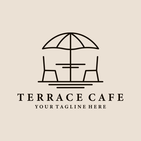 Terrace cafe art logo, icon and symbol, vector illustration designのイラスト素材