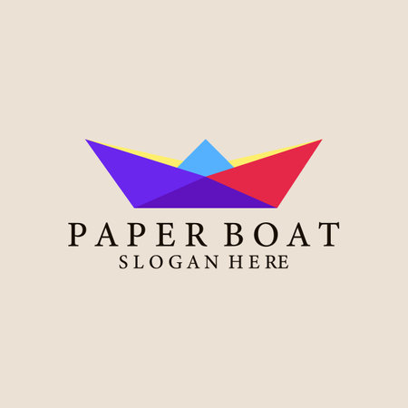 Paper boat vintage logo, icon and symbol, vector illustration minimalist designのイラスト素材
