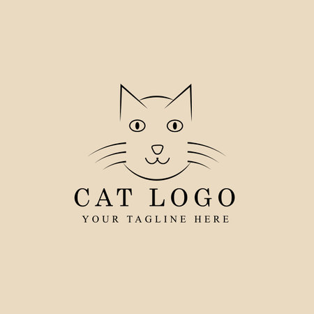Abstract elegant cat line icon vector design. animal lined vector signのイラスト素材