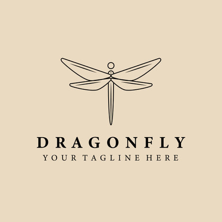 Abstract elegant dragonfly line icon vector design. Beautiful lined vector signのイラスト素材