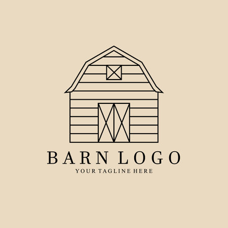 Abstract elegant barn line logo icon vector design. farm lined vector signのイラスト素材