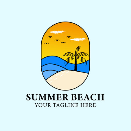 summer beach vintage , icon and symbol, vector illustration designのイラスト素材