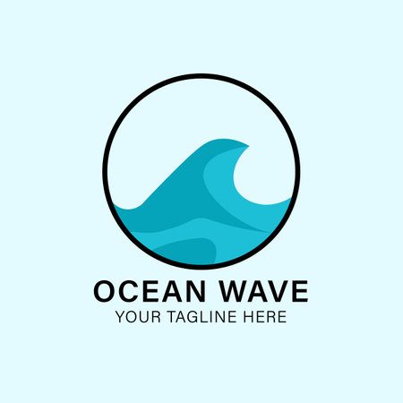 ocean wave vintage logo, icon and symbol, vector illustration designのイラスト素材