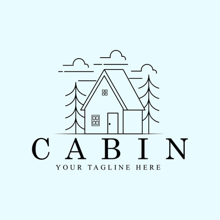 cabin linear logo, icon and symbol, vector illustration designのイラスト素材