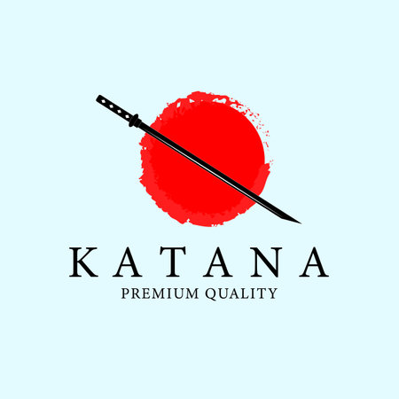 Katana sword line art logo, icon and symbol, vector illustration designのイラスト素材