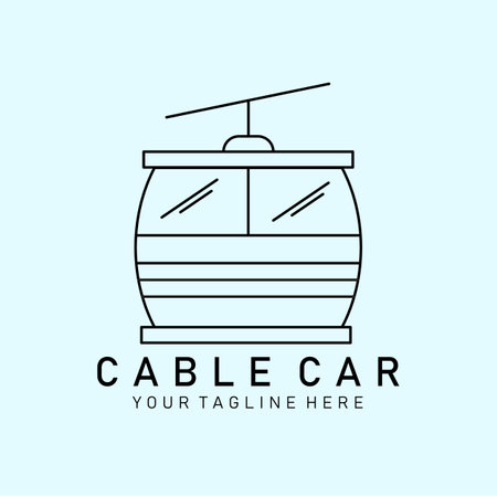cable car line art minimalist logo vector illustration design creativeのイラスト素材