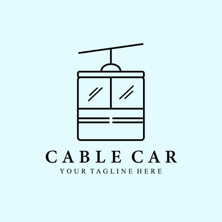 cable car line art minimalist logo vector illustration design creativeのイラスト素材