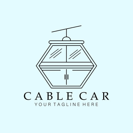 cable car line art minimalist logo vector illustration design creativeのイラスト素材