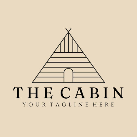 Abstract elegant cabin line logo icon vector design. house lined vector signのイラスト素材