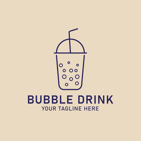Bubble drink line art logo, icon and symbol, vector illustration designのイラスト素材