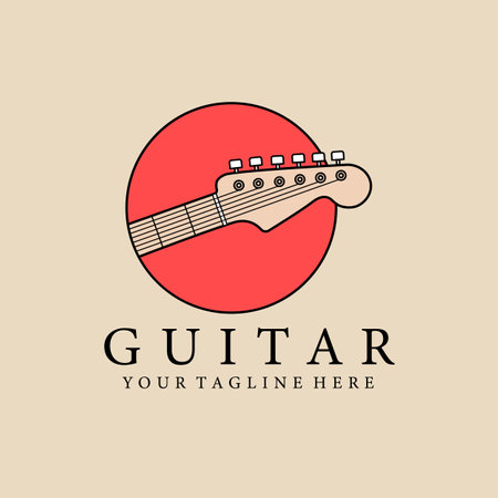 guitar vintage logo, icon and symbol, vector illustration designのイラスト素材